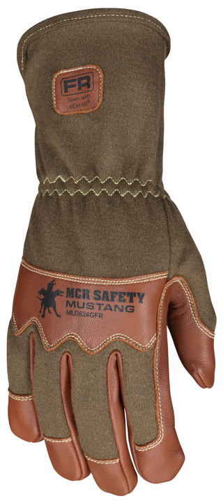 MU3624GFR_ - MU3624GFRL - 3309 - Protective FR work gloves back view – Nomex® back with Kevlar® stitching, wing thumb, and arc-rated protection for industrial environments