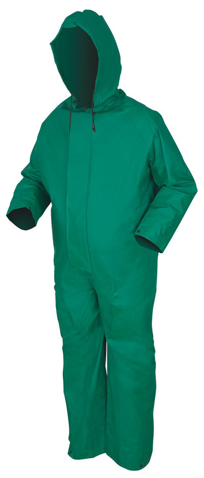 388JH - 1 Piece Waterproof Green PVC Rain Jacket