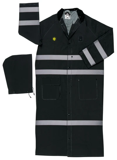 FR267C - Black Waterproof PVC Long Rain Coat