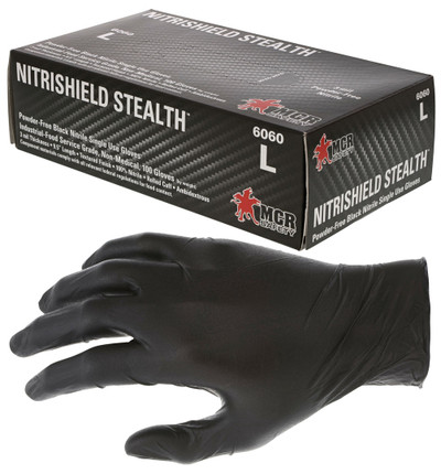 6061 - Powder Free Disposable Nitrile Black Gloves