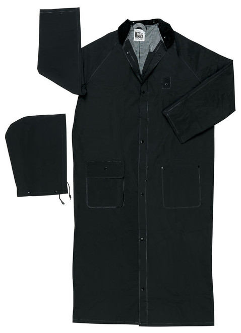 FR267CR - Black Waterproof PVC Long Rain Coat