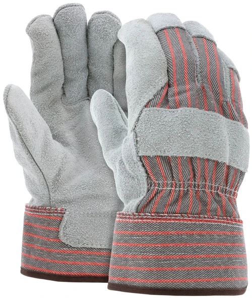 1205L_ - 1205L - 124288 - Pair of MCR Safety Group 1205 insulated leather palm work gloves with red fleece lining and 2.5-inch rubberized safety cuff
