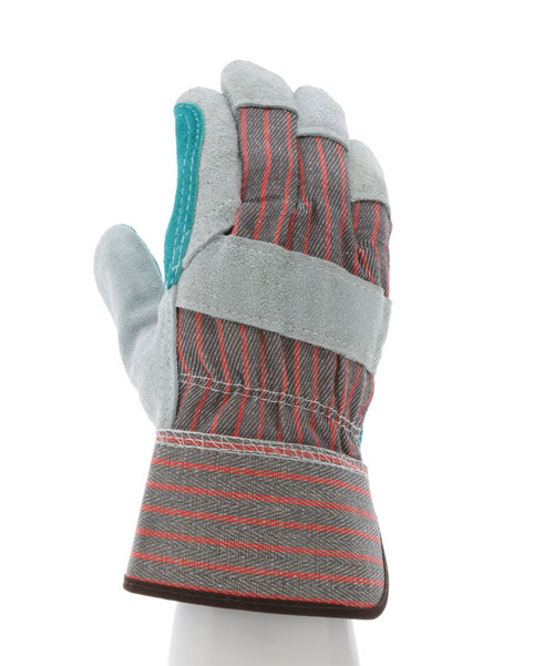1211J_ - 1211J - 124576 - 360 - Rotational view of 1211J leather palm work gloves with jointed double palm and 2.5-inch rubberized safety cuff