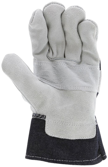 1220DX_ - 1220DX - 124607 - Palm view of 1220DX leather palm gloves with split leather patch palm for abrasion resistance and durability