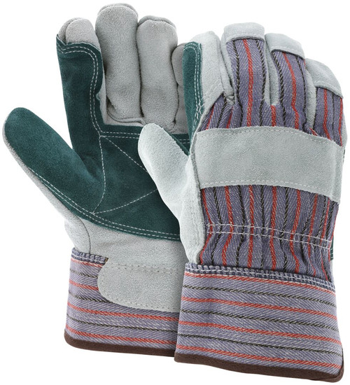 1311_ - 1311 - 125079 - Pair of MCR Safety Group 1311JL leather palm work gloves with jointed double palm, select split shoulder leather, and 2.5-inch rubberized safety cuff
