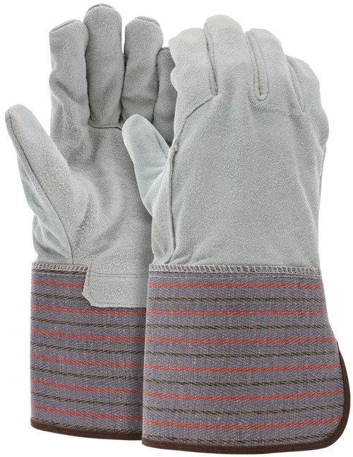 1318_ - 1318 - 125390 - Pair of MCR Safety Group 1318 leather work gloves with full leather back, select split shoulder leather, and 4.5-inch rubberized long safety cuff