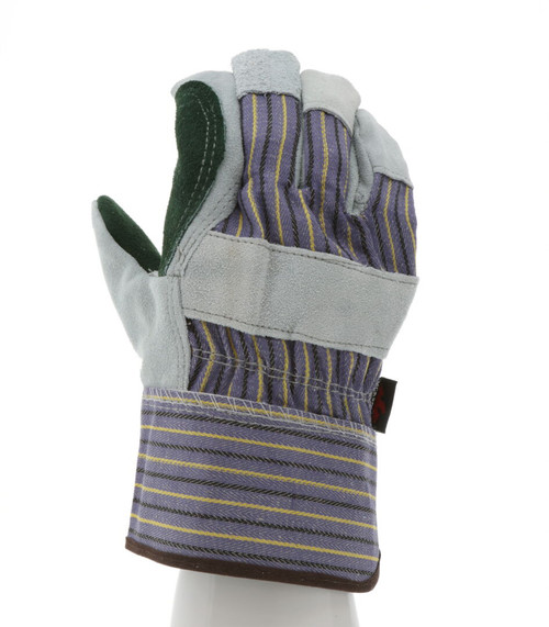 1411A_ - 1411A - 125856 - 360 - Rotational view of 1411A double leather palm work gloves with split shoulder leather and 2.5-inch plasticized safety cuff