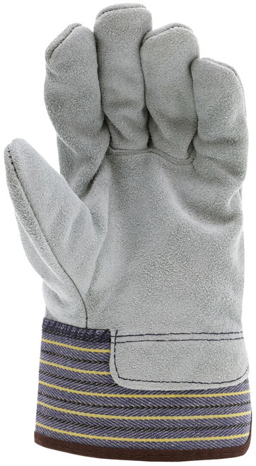 1417A_ - 1417A - 125999 - Leather grip gloves palm view – select B+ grade split shoulder leather enhances abrasion resistance and grip for material handling applications