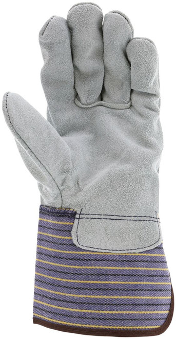 1418A_ - 1418A - 126032 - Leather grip gloves palm view – select B+ grade split shoulder leather enhances abrasion resistance and grip for heavy-duty material handling