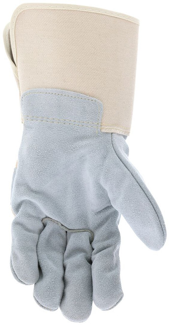 16011_ - 16011L - 122322 - Leather grip gloves palm view – premium split side leather enhances abrasion resistance and grip for heavy-duty material handling applications