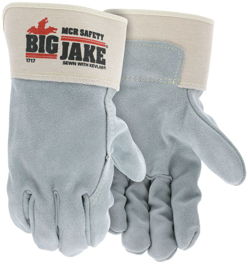 1717_ - 1717 - 123161 - Leather palm industrial gloves pair – MCR Safety Group 1717 with premium A+ grade split side leather, full leather back, and 2.75-inch rubberized cuff