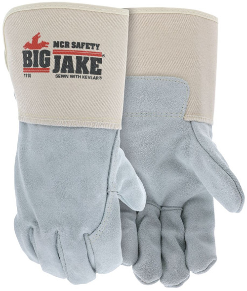 1718_ - 1718 - 123191 - Leather palm industrial gloves pair – MCR Safety Group 1718 with premium A+ grade split side leather, full leather back, and 4.5-inch extended gauntlet cuff