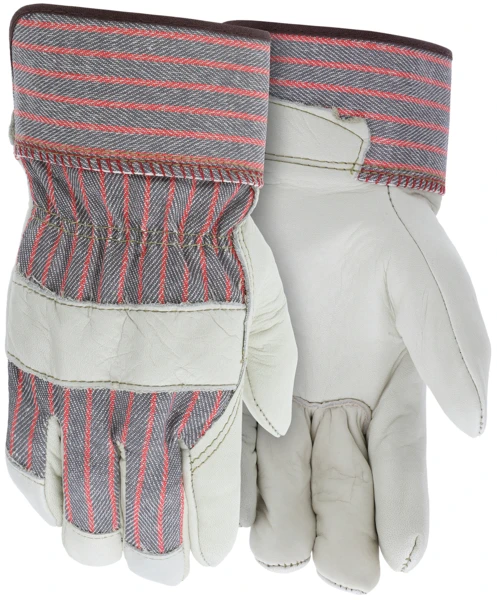 1930_ - 1930L - 146938 - Leather palm industrial gloves pair – MCR Safety Group 1930 with C+ grade grain leather and 2.5-inch rubberized cuff for general work tasks