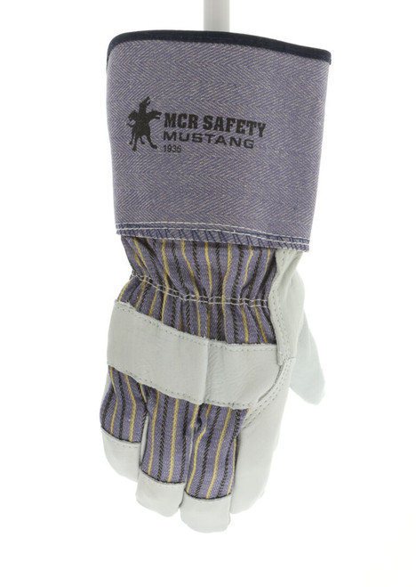 1936_ - 1936L - 123694 - 360 - Leather palm work gloves – MCR Safety Group 1936 Mustang Series – premium grain leather with 4.5-inch safety cuff for industrial use