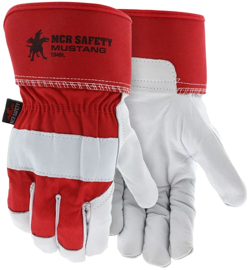 1940_ - 1940L - 126478 - Leather palm industrial gloves pair – MCR Safety Group 1940 with premium grain goatskin leather and 2.5-inch safety cuff for flexible work tasks