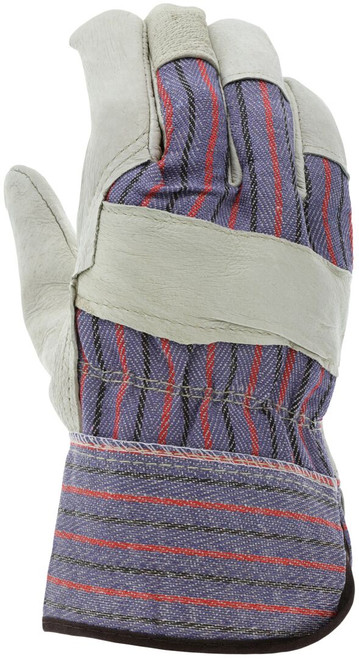 1960L_ - 1960L - 126185 - Protective leather work gloves back view – breathable fabric back with wing thumb and 2.5-inch starched safety cuff for comfort and wrist protection