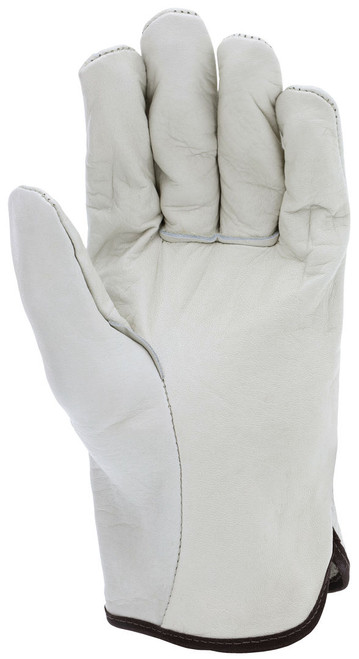 3201_ - 3201L - 23244 - Leather grip gloves palm view – grain cowskin leather enhances abrasion resistance and durability for material handling applications
