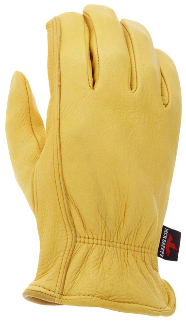 3501_ - 3501L - 23774 - Protective leather work gloves back view – grain deerskin leather with keystone thumb design for flexibility, comfort, and extended wear performance