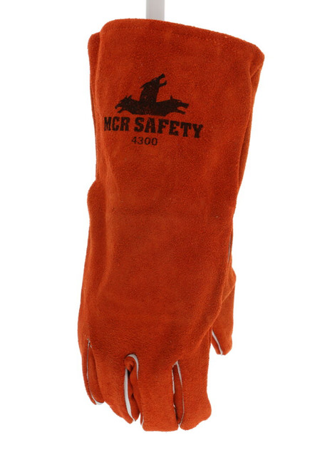 4300_ - 4300 - 121033 - 360 - Leather welding work gloves – MCR Safety Group 4300 – select B+ grade shoulder leather with black cotton drill lining for welding applications