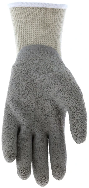 9690_ - 9690L - 148766 - Latex coated palm gloves palm view – gray textured latex coating enhances grip, abrasion resistance, and durability for material handling applications