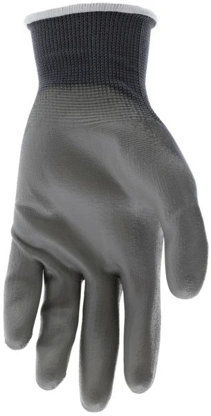 9696_ - 9696L - 156468 - PU coated palm gloves palm view – gray polyurethane coating enhances grip, abrasion resistance, and durability for material handling applications