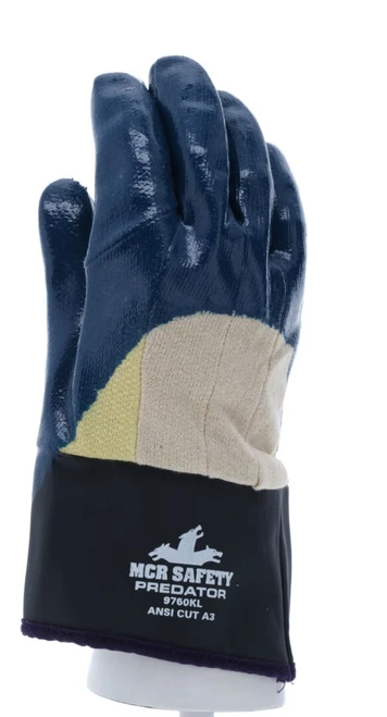 9760K_ - 9760K - 48616 - 360 - Nitrile coated work gloves – MCR Safety Group 9760K Predator® – over-the-knuckle nitrile coating with Kevlar® reinforced palm, safety cuff, and jersey lining
