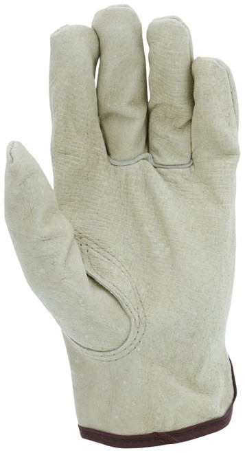 3408_ - 3408L - 36041 - Leather grip gloves palm view – grain pigskin leather enhances durability, flexibility, and grip for material handling applications