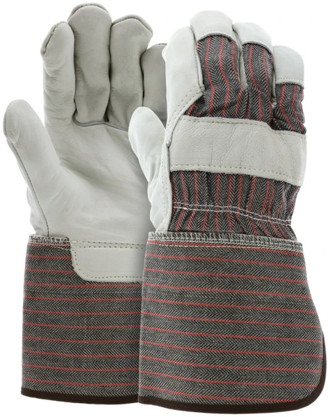 1933_ - 1933L - 145180 - Leather palm industrial gloves pair – MCR Safety Group 1933 with C+ grade grain leather and 4.5-inch rubberized gauntlet cuff for general work tasks