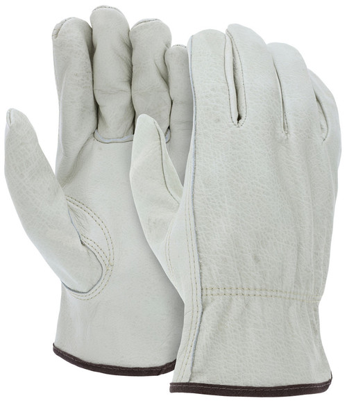 3215_ - 3215L - 23714 - Leather driver industrial gloves pair – MCR Safety Group 3215 with C+ grade grain cowskin leather and keystone thumb for general work tasks