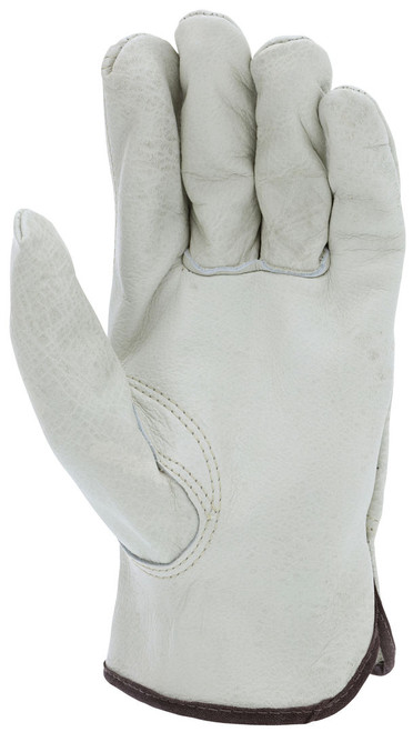 3215_ - 3215L - 23716 - Leather grip gloves palm view – grain cowskin leather enhances abrasion resistance and grip for material handling applications
