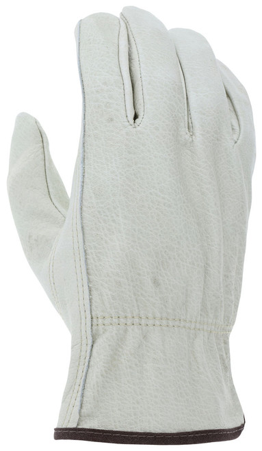 3215_ - 3215L - 23715 - Protective leather work gloves back view – durable grain cowskin leather with keystone thumb design for flexibility and comfort during extended wear