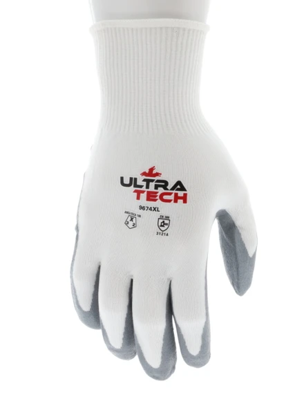 9674_ - 9674L - 137771 - 360 9674 - MCR Safety NXG® Work Gloves - 15 Gauge White Nylon Shell - Gray Air Infused Foam Nitrile Coated Palm and Fingertips - NXG Provides Premium Quality, Comfort and Fit - A Great Choice for Long Workdays