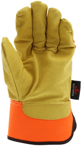 19261_ - 19261L - 145158 - Leather grip gloves palm view – grain pigskin leather enhances durability, flexibility, and grip for material handling in cold environments