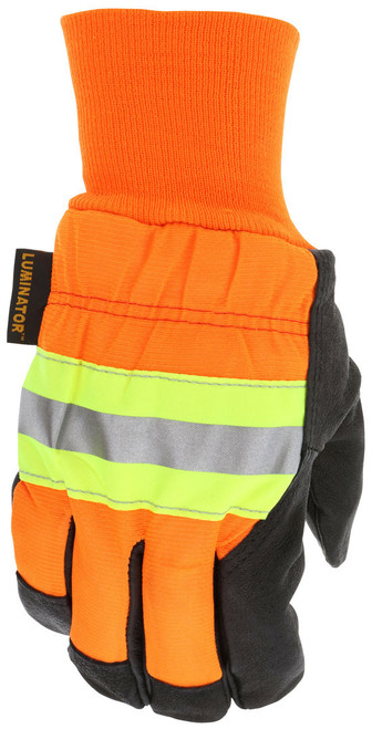 34411_ - 34411L - 31024 - High visibility insulated work gloves back view – reflective hi-vis back, waterproof liner, and wing thumb provide warmth, visibility, and comfort
