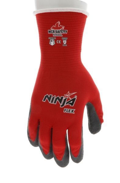 N9680_ - N9680L - 160566 - 360 - Rotating view of the N9680 Ninja Flex work glove with latex palm.