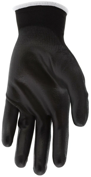 9669_ - 9669L - 155978 - PU coated palm gloves palm view – black polyurethane coating enhances grip, abrasion resistance, and durability for material handling applications