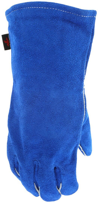 4501_ - 4501 - 121212 - Protective welding gloves back view – blue shoulder leather with full sock jersey lining and Kevlar® stitching for comfort, durability, and heat protection