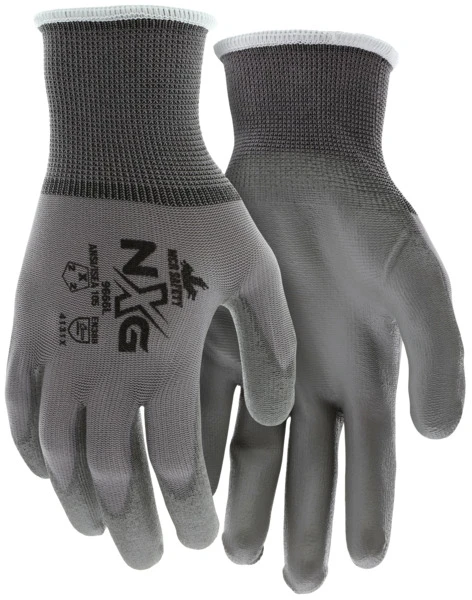 9666_ - 9666L - 155929 - Lightweight coated work gloves pair – MCR Safety Group 9666 with a gray nylon shell and polyurethane coating for all-day comfort and handling performance