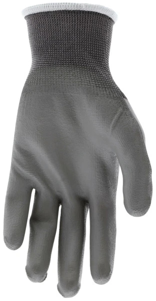 9666_ - 9666L - 155936 - PU coated palm gloves palm view – gray polyurethane coating enhances grip, abrasion resistance, and durability for material handling applications