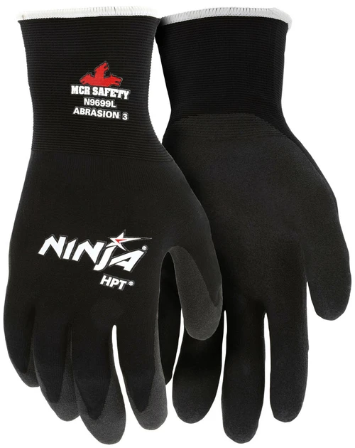 N9699_ - N9699L - 3493 - Grip work gloves pair – MCR Safety Group N9699 with a 15-gauge nylon shell and HPT coating for wet or dry handling tasks