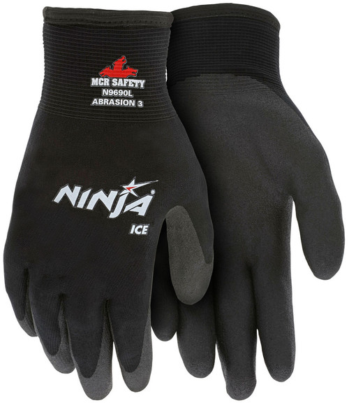 N9690_ - N9690L - 3435 - Insulated acrylic black gloves with soft HPT anti-wet coating, cushioning air cells, ActiFresh odor control, and strong wet/dry grip