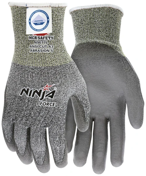 N9677_ - N9677L - 3383 - Cut resistant coated gloves pair – MCR Safety Group N9677 with Dyneema® Diamond Technology liner and polyurethane coated grip