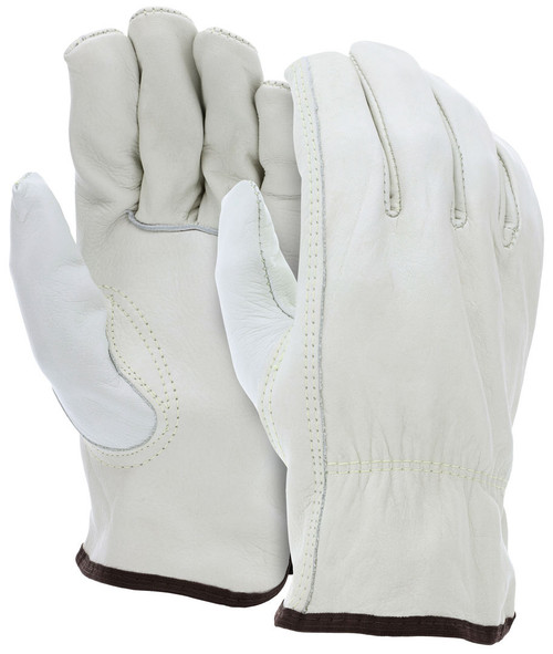 32113_ - 32113L - 23538 - Leather driver industrial gloves pair – MCR Safety Group 32113 with C+ grade grain cow leather and keystone thumb for general work tasks