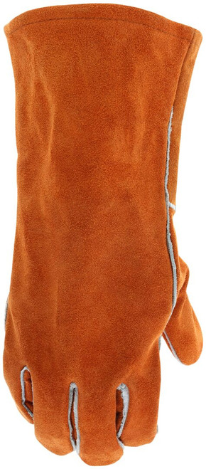 4300N_ - 4300N - 121129 - Protective welding gloves back view – shoulder leather with cotton drill lining and no-logo back for comfort, flexibility, and reliable welding protection