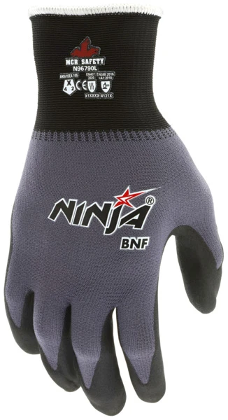 N96790_ - N96790L - 162477 - Back view of 15‑gauge nylon‑spandex glove with breathable shell, ergonomic design, Actifresh treatment, and flexible high‑dexterity fit