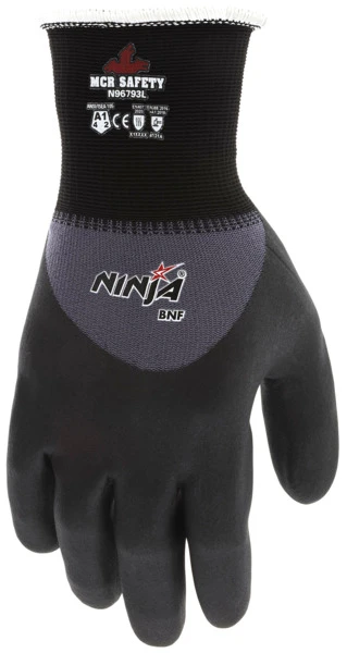 N96793_ - N96793L - 162559 - Protective work gloves back view – over-the-knuckle NFT® coating with a nylon and spandex shell provides flexibility, comfort, and extended wear protection
