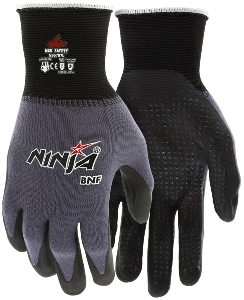N96797_ - N96797L - 162852 - Grip work gloves pair – MCR Safety Group Ninja® BNF with breathable nitrile foam NFT® coating for enhanced handling and abrasion resistance