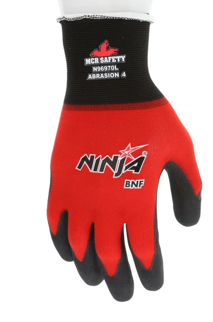 N96970_ - N96970L - 20294 - 360 - Coated work gloves – MCR Safety Group N96970 Ninja® BNF – 18-gauge nylon and spandex shell with NFT® coated palm and fingertips