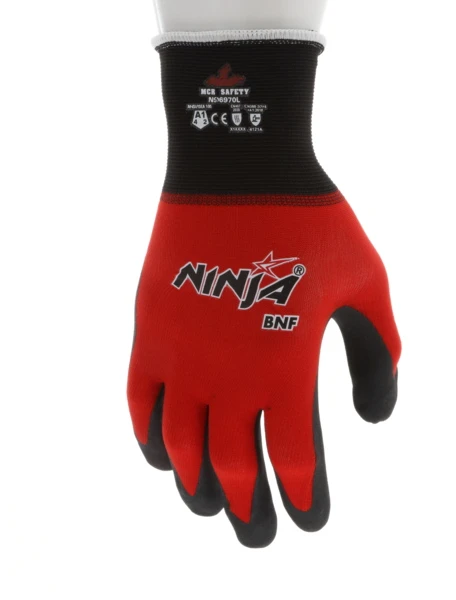 N96970_ - N96970L - 162912 - 360 - Coated work gloves – MCR Safety Group N96970 Ninja® BNF – 18-gauge nylon and spandex shell with NFT® coated palm and fingertips