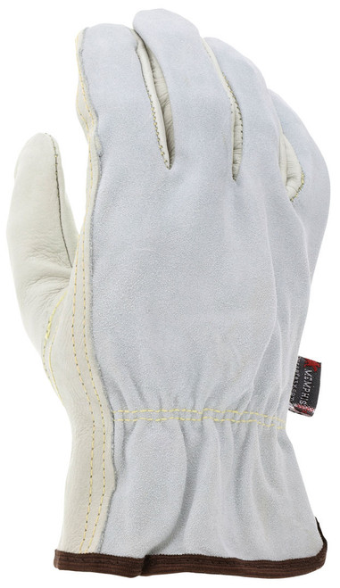 32057_ - 32057L - 23476 - Protective leather work gloves back view – split leather back with Kevlar® stitching and keystone thumb for durability and comfort